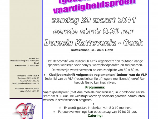 Clubs: Outdoor menwedstrijd 20 maart